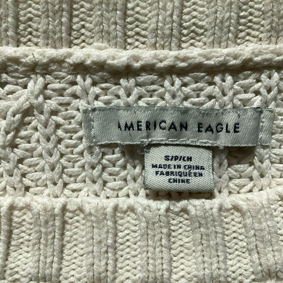 American Eagle Cropped Sweater Pullover Crew Neck Cable Knit Women's Size Small - Picture 8 of 10